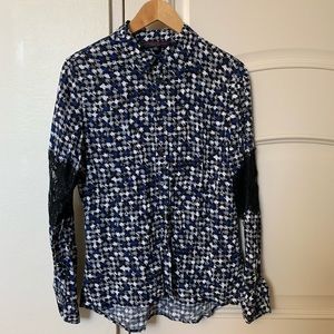 CATHERINE MALANDRINO Button Down Blouse with Lace